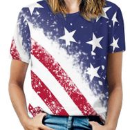 AILLOSA FLAG-78 Tamamı Baskılı Kısa Kollu Yuvarlak Yaka Kadın T-shirt