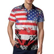 AILLOSA FLAG-79 3D Baskılı Desen Kısa Kollu Polo Yaka Erkek T-shirt