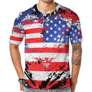 AILLOSA Flag-79 Baskılı Desenli Kısa Kollu Unisex T-shirt