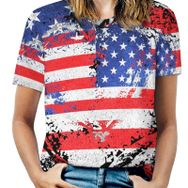 AILLOSA FLAG-79 Tamamı Baskılı Kısa Kollu Yuvarlak Yaka Kadın T-shirt