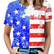 AILLOSA FLAG-81 Tamamı Baskılı Kısa Kollu Yuvarlak Yaka Kadın T-shirt