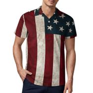 AILLOSA FLAG-82 3D Baskılı Desen Kısa Kollu Polo Yaka Erkek T-shirt