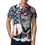 AILLOSA FLAG-83 3D Baskılı Desen Kısa Kollu Polo Yaka Erkek T-shirt