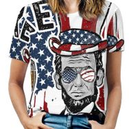 AILLOSA FLAG-83 Tamamı Baskılı Kısa Kollu Yuvarlak Yaka Kadın T-shirt