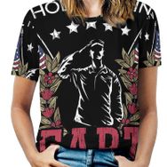 AILLOSA FLAG-84 Tamamı Baskılı Kısa Kollu Yuvarlak Yaka Kadın T-shirt