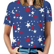 AILLOSA FLAG-85 Tamamı Baskılı Kısa Kollu Yuvarlak Yaka Kadın T-shirt