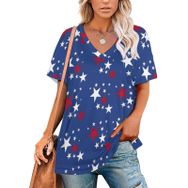 AILLOSA FLAG-85 Tamamı Baskılı V Yaka Kısa Kollu Kadın T-shirt