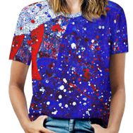 AILLOSA FLAG-86 Tamamı Baskılı Kısa Kollu Yuvarlak Yaka Kadın T-shirt