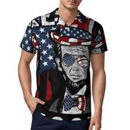 AILLOSA FLAG-87 3D Baskılı Desen Kısa Kollu Polo Yaka Erkek T-shirt