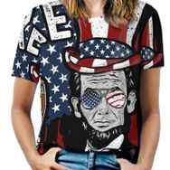 AILLOSA FLAG-87 Tamamı Baskılı Kısa Kollu Yuvarlak Yaka Kadın T-shirt