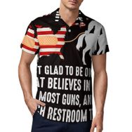 AILLOSA FLAG-88 3D Baskılı Desen Kısa Kollu Polo Yaka Erkek T-shirt