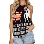 AILLOSA FLAG-88 Yuvarlak Yaka Kolsuz Kadın T-shirt