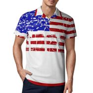 AILLOSA FLAG-90 3D Baskılı Desen Kısa Kollu Polo Yaka Erkek T-shirt
