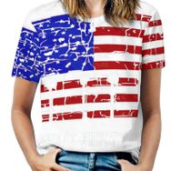 AILLOSA FLAG-90 Tamamı Baskılı Kısa Kollu Yuvarlak Yaka Kadın T-shirt