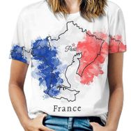 AILLOSA FLAG-91 Tamamı Baskılı Kısa Kollu Yuvarlak Yaka Kadın T-shirt