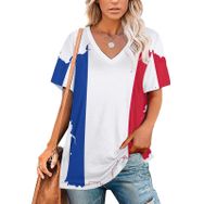 AILLOSA FLAG-92 Tamamı Baskılı V Yaka Kısa Kollu Kadın T-shirt