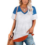 AILLOSA FLAG-93 Tamamı Baskılı V Yaka Kısa Kollu Kadın T-shirt