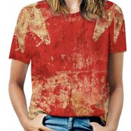 AILLOSA FLAG-95 Tamamı Baskılı Kısa Kollu Yuvarlak Yaka Kadın T-shirt