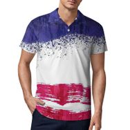 AILLOSA FLAG-96 3D Baskılı Desen Kısa Kollu Polo Yaka Erkek T-shirt