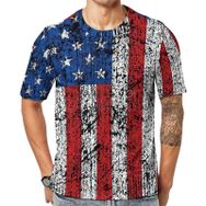 AILLOSA Flag-97 Baskılı Desenli Kısa Kollu Unisex T-shirt