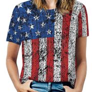 AILLOSA FLAG-97 Tamamı Baskılı Kısa Kollu Yuvarlak Yaka Kadın T-shirt
