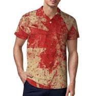 AILLOSA FLAG-99 3D Baskılı Desen Kısa Kollu Polo Yaka Erkek T-shirt