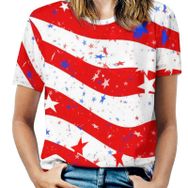 AILLOSA GFY-41 Tamamı Baskılı Kısa Kollu Yuvarlak Yaka Kadın T-shirt