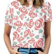 AILLOSA GFY-43 Tamamı Baskılı Kısa Kollu Yuvarlak Yaka Kadın T-shirt