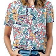 AILLOSA GFY01 Tamamı Baskılı Kısa Kollu Yuvarlak Yaka Kadın T-shirt