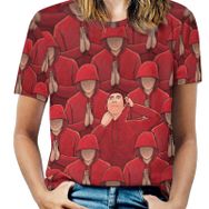 AILLOSA GFY02 Tamamı Baskılı Kısa Kollu Yuvarlak Yaka Kadın T-shirt