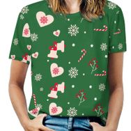 AILLOSA GFY03 Tamamı Baskılı Kısa Kollu Yuvarlak Yaka Kadın T-shirt
