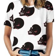 AILLOSA GFY07 Tamamı Baskılı Kısa Kollu Yuvarlak Yaka Kadın T-shirt