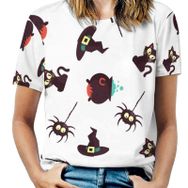 AILLOSA GFY08 Tamamı Baskılı Kısa Kollu Yuvarlak Yaka Kadın T-shirt