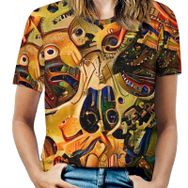 AILLOSA GFY09 Tamamı Baskılı Kısa Kollu Yuvarlak Yaka Kadın T-shirt