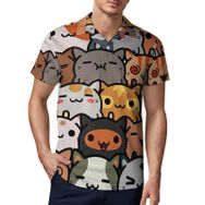 AILLOSA GFY14 3D Baskılı Desen Kısa kollu Polo Yaka Erkek T-shirt