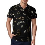AILLOSA GFY22 3D Baskılı Desen Kısa kollu Polo Yaka Erkek T-shirt