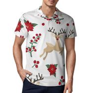 AILLOSA GFY24 3D Baskılı Desen Kısa kollu Polo Yaka Erkek T-shirt
