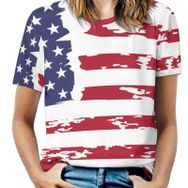 AILLOSA GFY27 Tamamı Baskılı Kısa Kollu Yuvarlak Yaka Kadın T-shirt