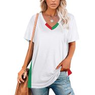 AILLOSA GFY32 Tamamı Baskılı Kısa Kollu V Yakalı Kadın T-shirt