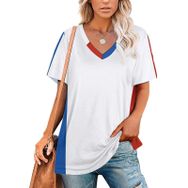 AILLOSA GFY33 Tamamı Baskılı Kısa Kollu V Yakalı Kadın T-shirt