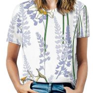 AILLOSA GFY34 Tamamı Baskılı Kısa Kollu Yuvarlak Yaka Kadın T-shirt