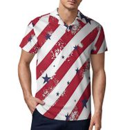 AILLOSA GFY35 3D Baskılı Desen Kısa kollu Polo Yaka Erkek T-shirt
