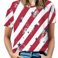 AILLOSA GFY35 Tamamı Baskılı Kısa Kollu Yuvarlak Yaka Kadın T-shirt