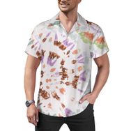 AILLOSA Hawaii Çiçek Baskılı 3D Desen Kısa Kollu YH-102 Erkek Gömlek
