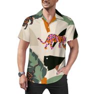 AILLOSA Hawaii Çiçek Baskılı 3D Desen Kısa Kollu YH-103 Erkek Gömlek