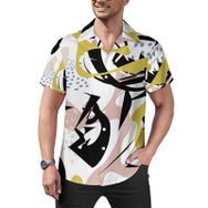 AILLOSA Hawaii Çiçek Baskılı 3D Desen Kısa Kollu YH-105 Erkek Gömlek