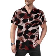 AILLOSA Hawaii Çiçek Baskılı 3D Desen Kısa Kollu YH-113 Erkek Gömlek