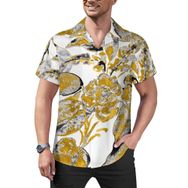 AILLOSA Hawaii Çiçek Baskılı 3D Desen Kısa Kollu YH-114 Erkek Gömlek