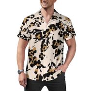 AILLOSA Hawaii Çiçek Baskılı 3D Desen Kısa Kollu YH-116 Erkek Gömlek