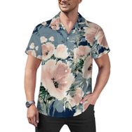 AILLOSA Hawaii Çiçek Baskılı 3D Desen Kısa Kollu YH-118 Erkek Gömlek